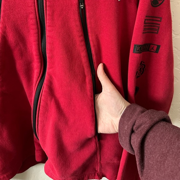 Jordan Jumpman RARE Red and Black Fleece Zip Sweatshirt Hoodie - Picture 3 of 9
